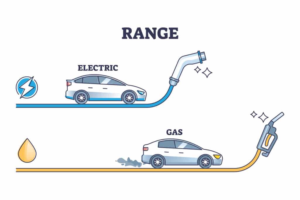 graphic of electric car and gas car