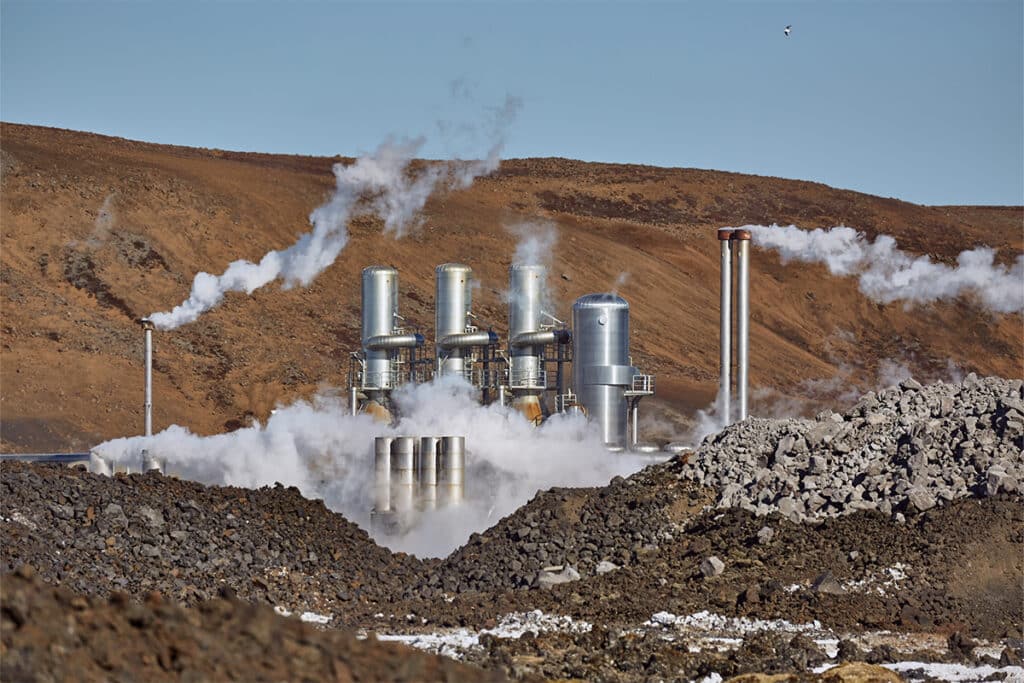 geothermal plant in mountains