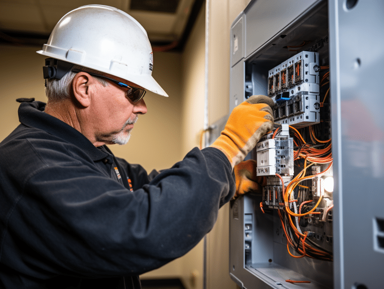 NOOTER electrician working on electrical panel